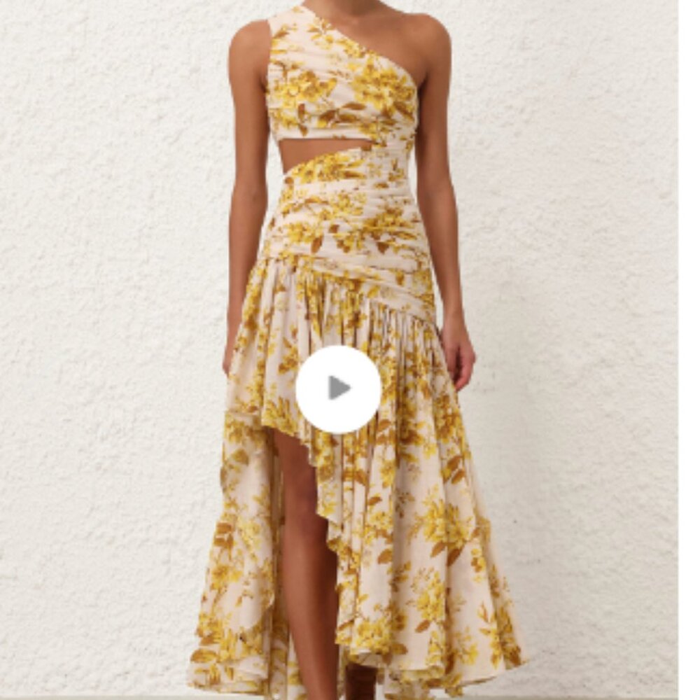 NWT ZIMMERMANN Golden Asymmetric Dress Size 1 Aka US 6